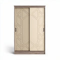 Armario de puertas correderas en color beige y madera 150 x 80 x 200cm
