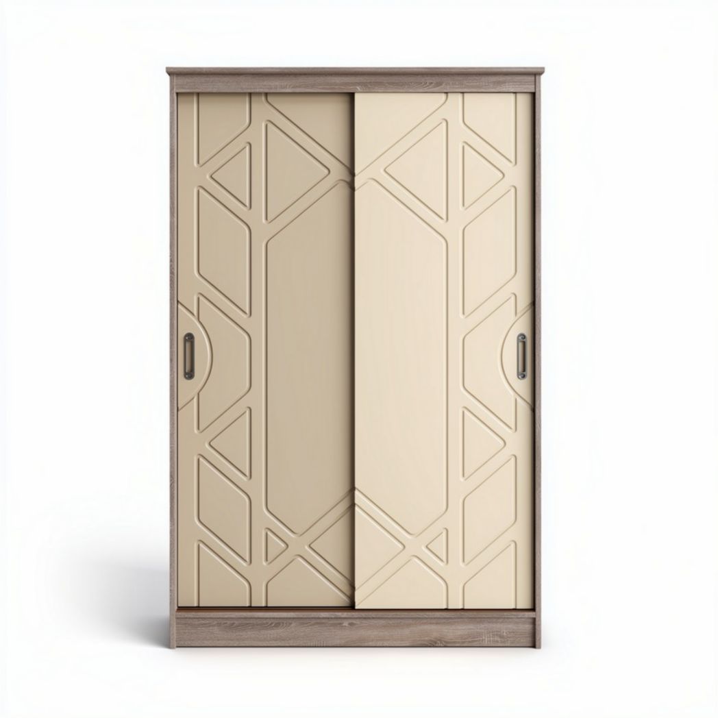 Armario de puertas correderas en color beige y madera 150 x 80 x 200cm