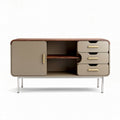 Mueble de salón con acabado en madera y puertas en beige 120 x 40 x 80cm