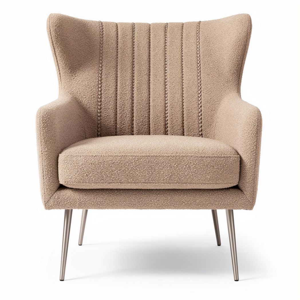 Sillón de tela suave en color beige con patas metálicas 70 x 80 x 85cm