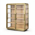 Vitrina de madera y metal color dorado con puertas de vidrio 120 x 50 x 180cm