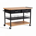 Mesa de cocina móvil con ruedas de acero y madera 90 x 60 x 85cm