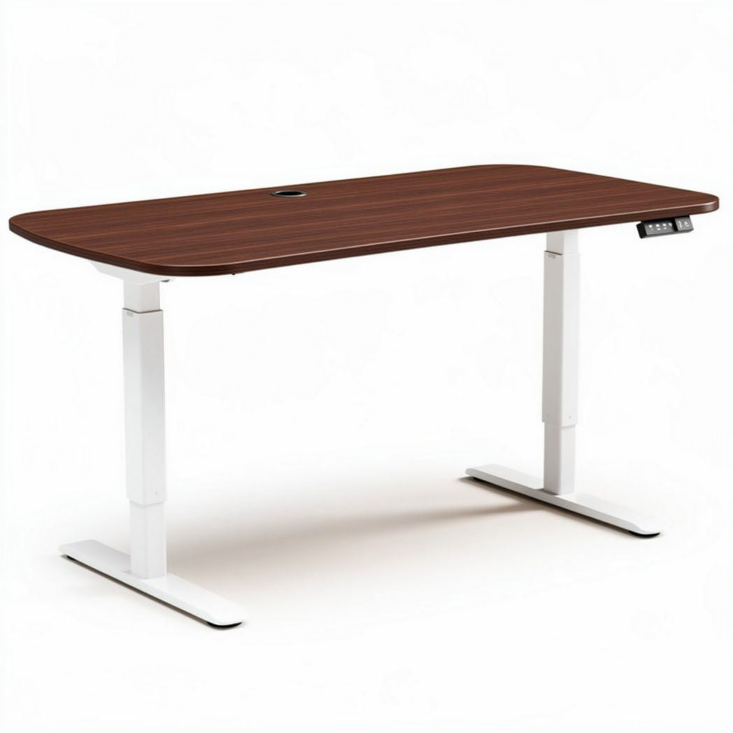 Mesa de oficina regulable en altura de madera marrón 120 x 60 x 75cm