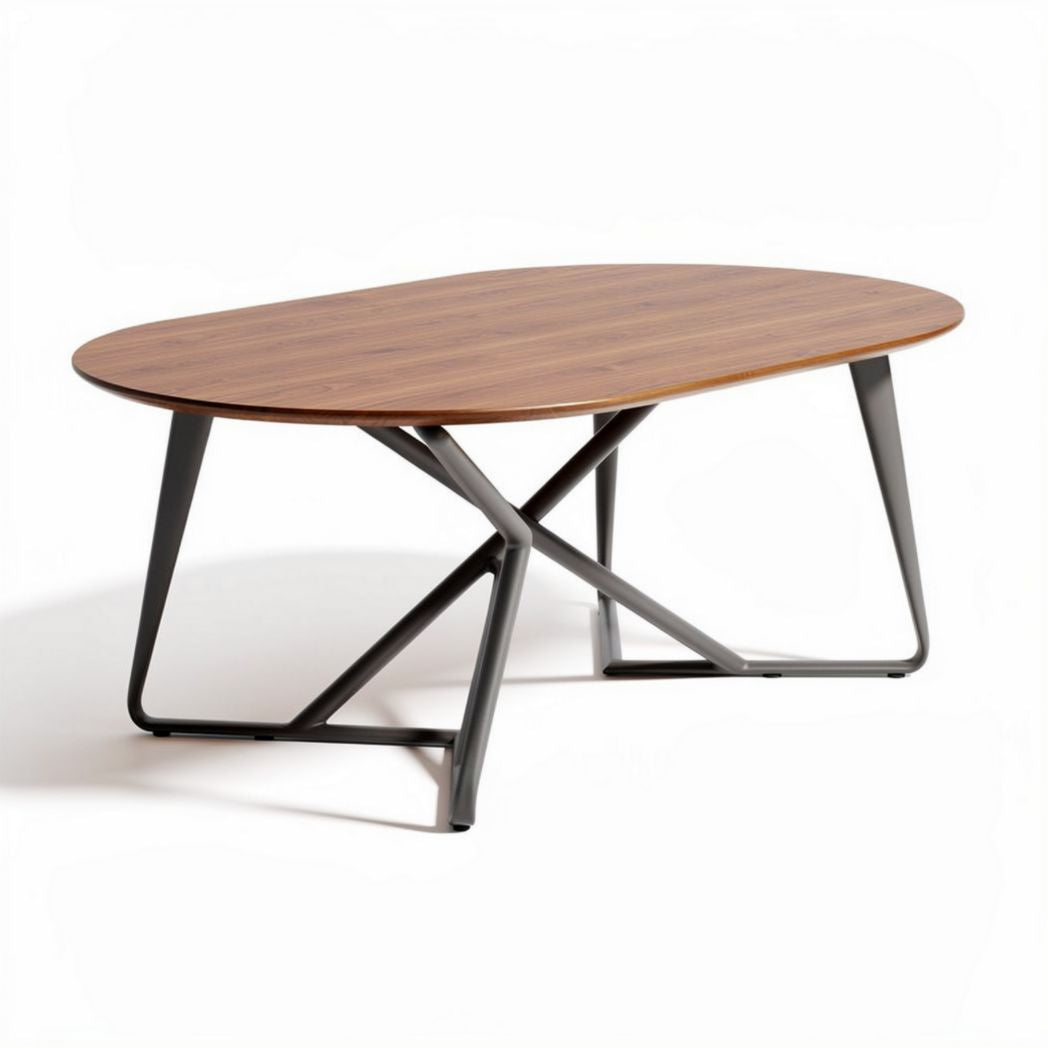 Mesa ovalada de madera con patas metálicas 160 x 80 x 75 cm
