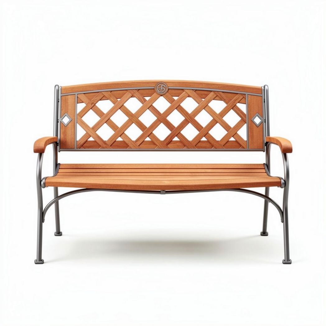 Banco de jardín de madera y metal 150 x 60 x 90cm diseño contemporáneo