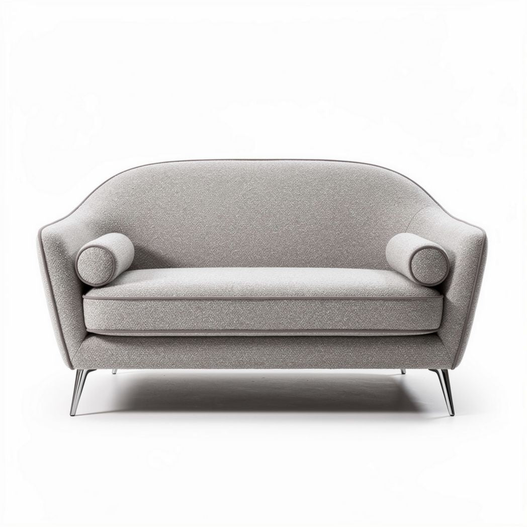 Sofá de dos plazas de tela gris 100 x 70 x 70 cm con brazos curvos