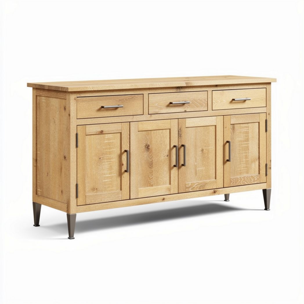 Mueble buffet de madera de pino con acabados en color natural 150 x 40 x 80cm
